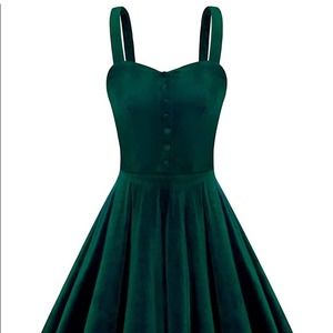 Belle Poque Green Velvet Dress